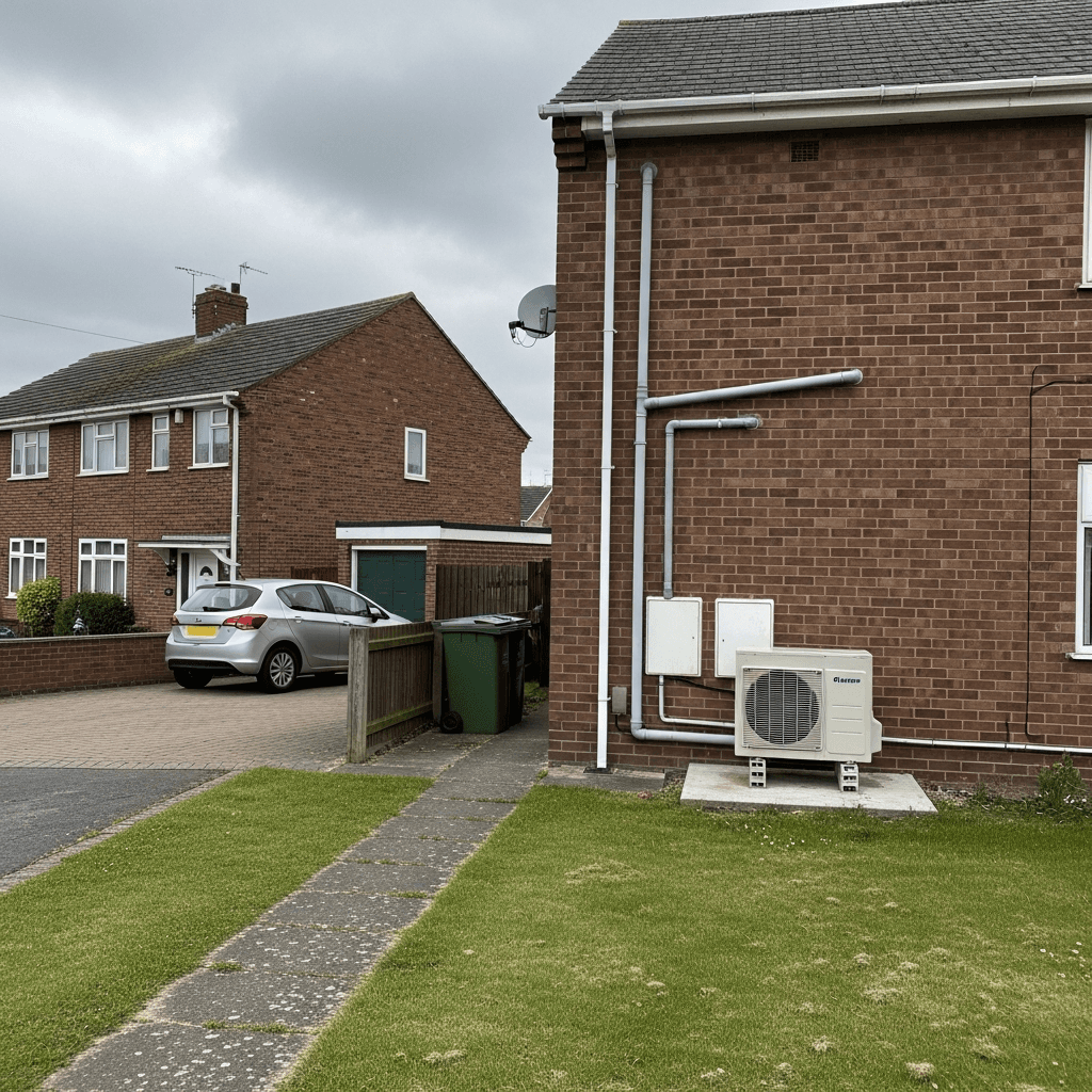 Air source heat pump installed at a semi-detached house in the local area