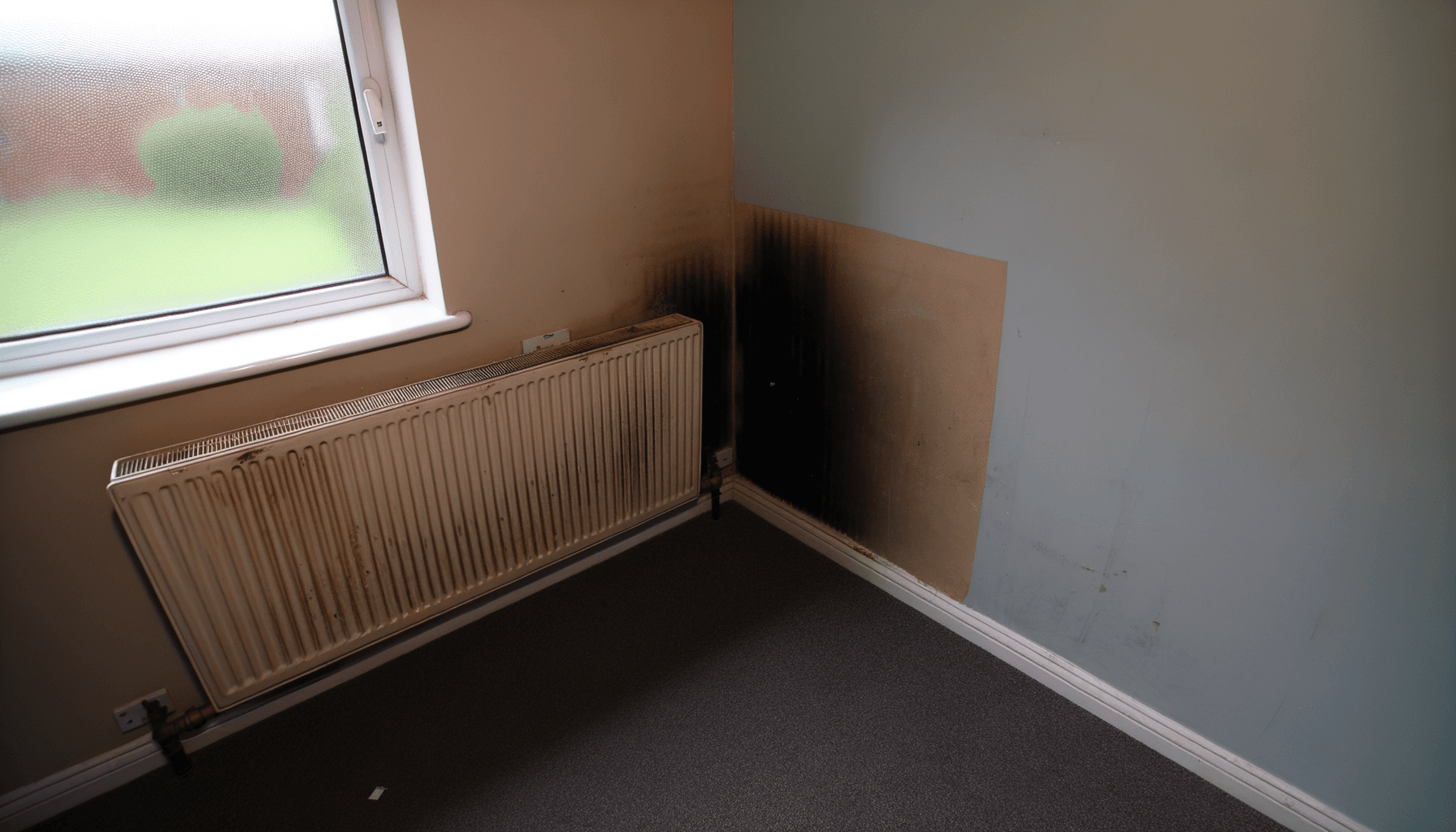 Old radiator in a UK home that may need upgrading for a heat pump system