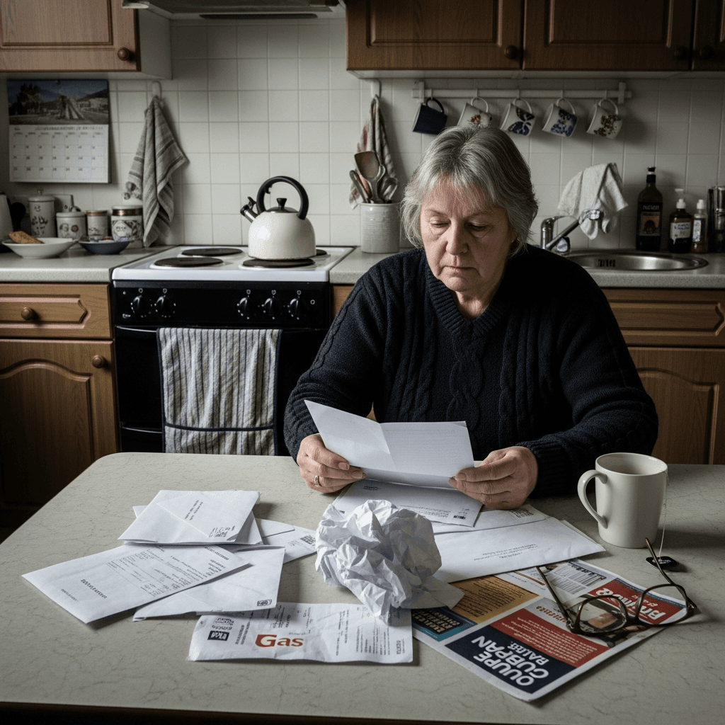 UK homeowner reading a BUS grant approval letter for heat pump installation