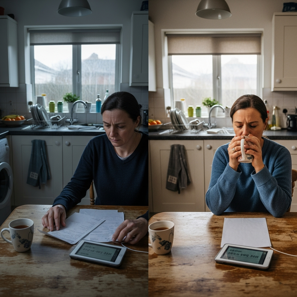 Before and after energy cost comparison showing reduced heating bills with ground source heat pump