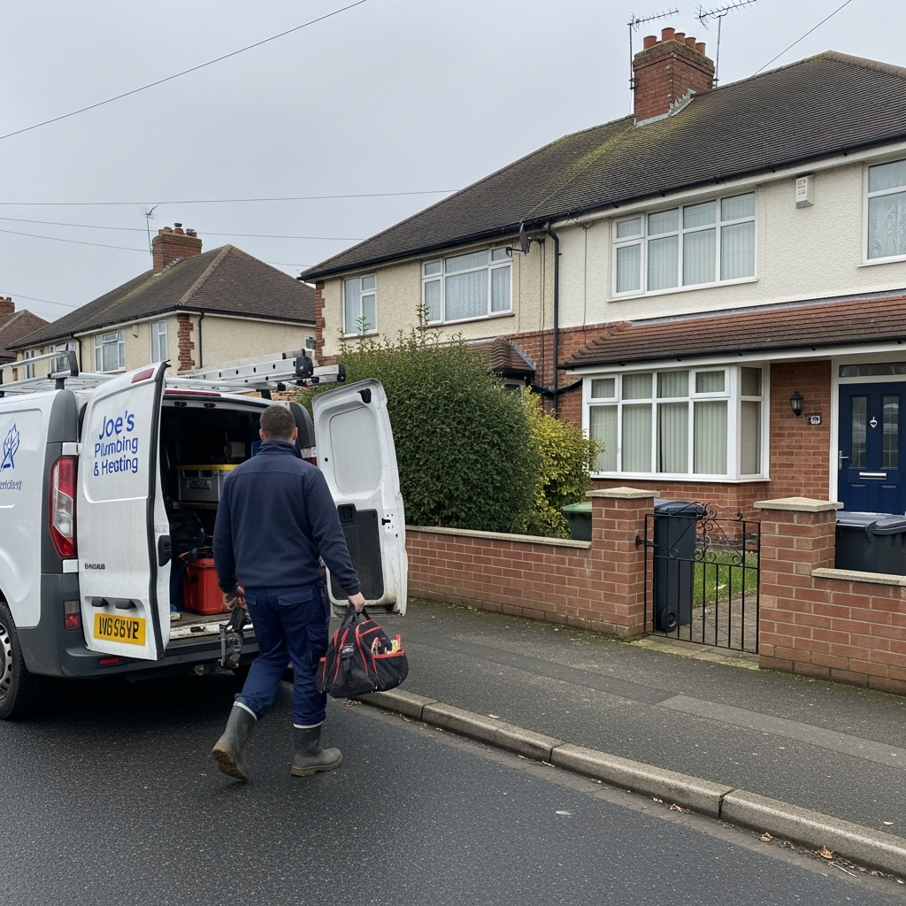 Heat pump installer arriving at a UK home for an installation survey
