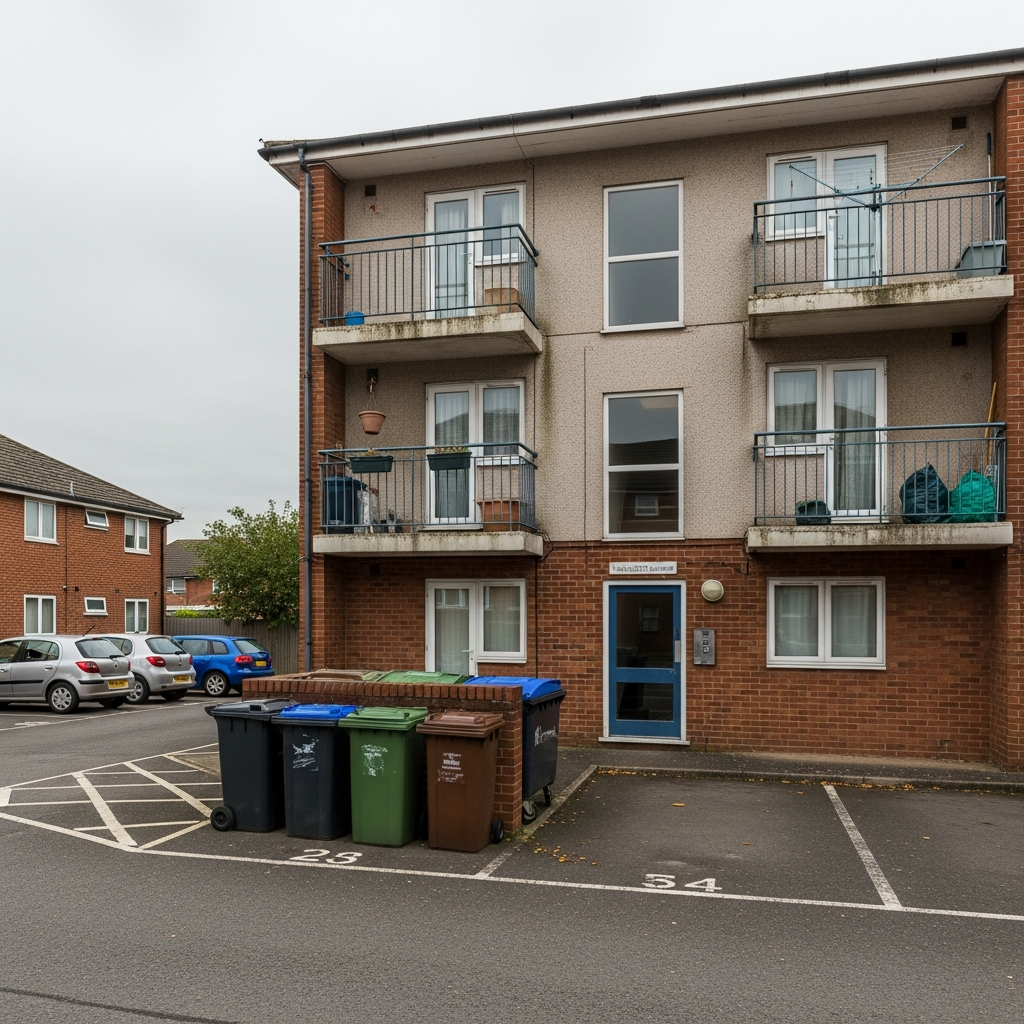 UK apartment block exterior showing the type of building where heat pump feasibility varies by floor