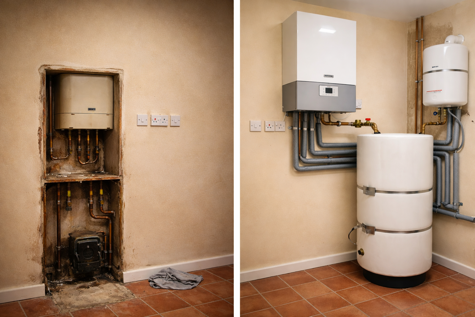 Side-by-side comparison of an air source heat pump and a gas boiler at a real UK home